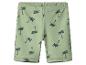 Short de bain enfant vert clair avec motif de palmiers vert foncé.