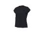 T-shirt de sport noir à manches courtes avec un petit logo sur la poitrine.