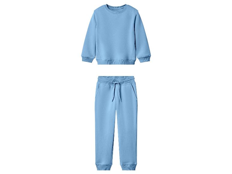 Ensemble de survêtement bleu pour enfant avec sweat-shirt et pantalon de jogging.
