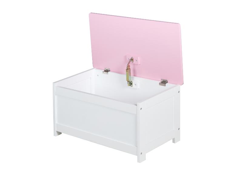 Coffre de rangement blanc avec couvercle rose clair