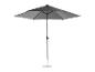 Parasol de jardin gris foncé avec base en béton.
