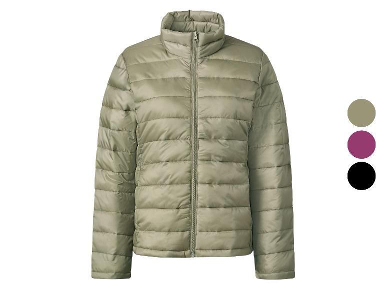 Veste matelassée pour femme disponible en vert olive, violet et noir.