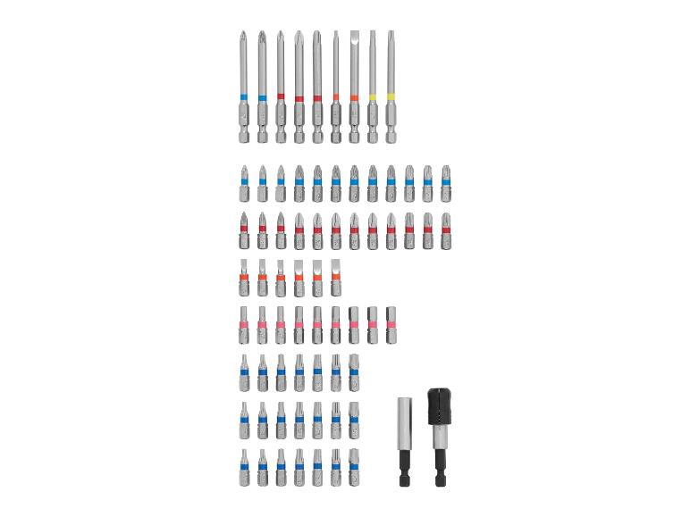 Ensemble de divers embouts de tournevis et de deux porte-embouts.