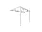 Pergola en aluminium blanc avec toit transparent, vue de face.