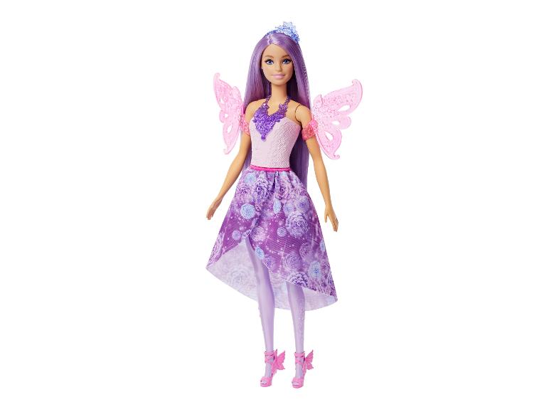 Poupée BARBIE 3-en-1 Fantasy avec cheveux violets, ailes et robe fleurie