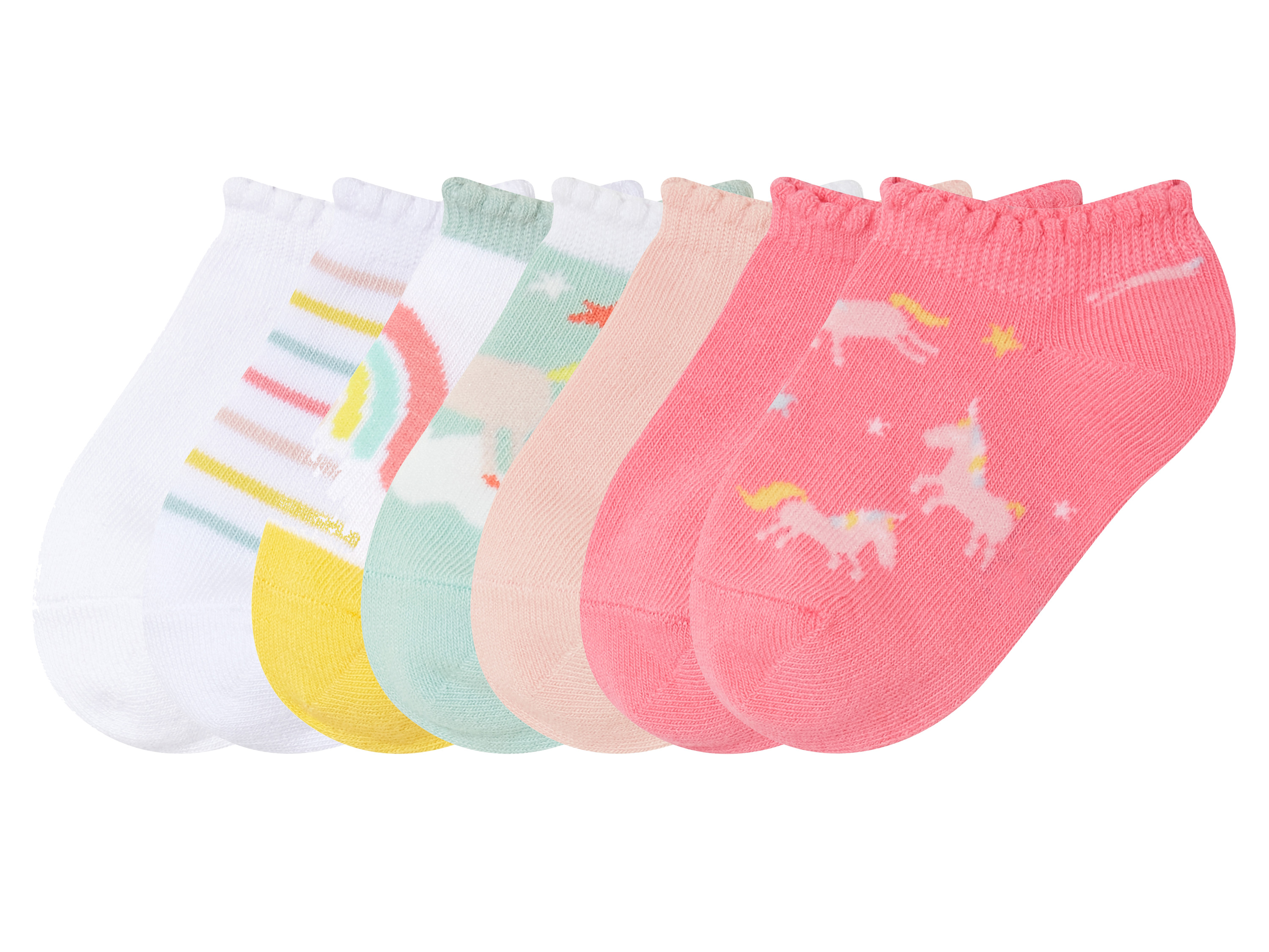 lupilu® Lot de 7 paires de socquettes petite fille (blanc/mint/rose, 19-22)