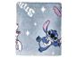 Couverture bleue sur le thème de Lilo & Stitch, avec Stitch et Angel.