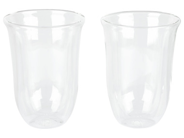 Lot de 2 verres double paroi Delonghi pour latte macchiato.