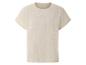 T-shirt beige à manches courtes, style minimaliste.