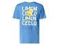 T-shirt bleu avec imprimé limoncello et la phrase 'La Vita È Bella'.
