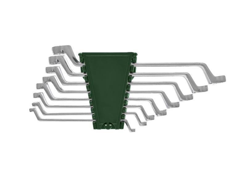 Jeu de clés polygonales argentées dans un support vert