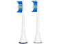 Deux têtes de brosse à dents électrique de rechange avec des poils bleus et blancs.