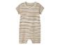 Combinaison bébé rayée beige et marron.