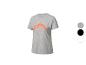 T-shirt gris à manches courtes avec logo orange.
