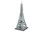 Un modèle LEGO gris de la Tour Eiffel sur fond blanc.