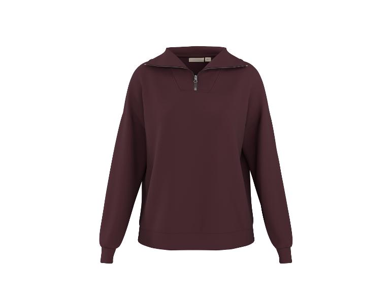Sweat-shirt bordeaux à quart de zip avec col montant et manches longues