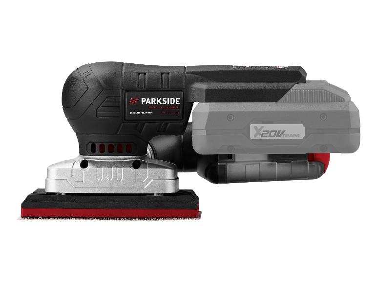 Une ponceuse Parkside Performance 20V Team avec un moteur sans charbon.