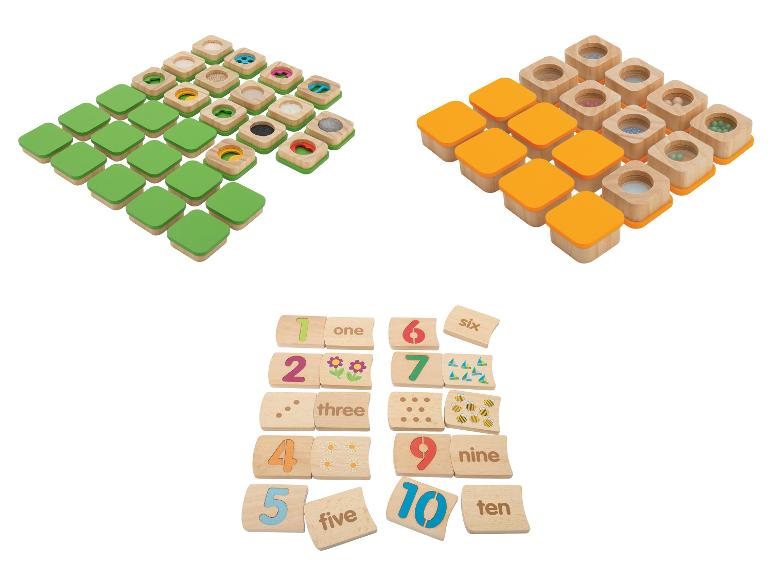 Jouets en bois avec jeux d'association et tuiles numérotées