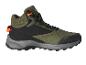 Chaussures de randonnée hautes, vert olive et noir.