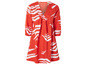 Une robe rouge à imprimé zèbre blanc.