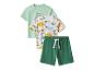 Ensemble de deux t-shirts et un short vert avec imprimé dinosaures.