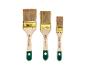 Trois pinceaux de différentes tailles (60mm, 50mm, 30mm) avec manches en bois et viroles dorées, de marque PARKSIDE.