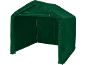 Tente de rangement verte avec façade ouverte pour usage extérieur.