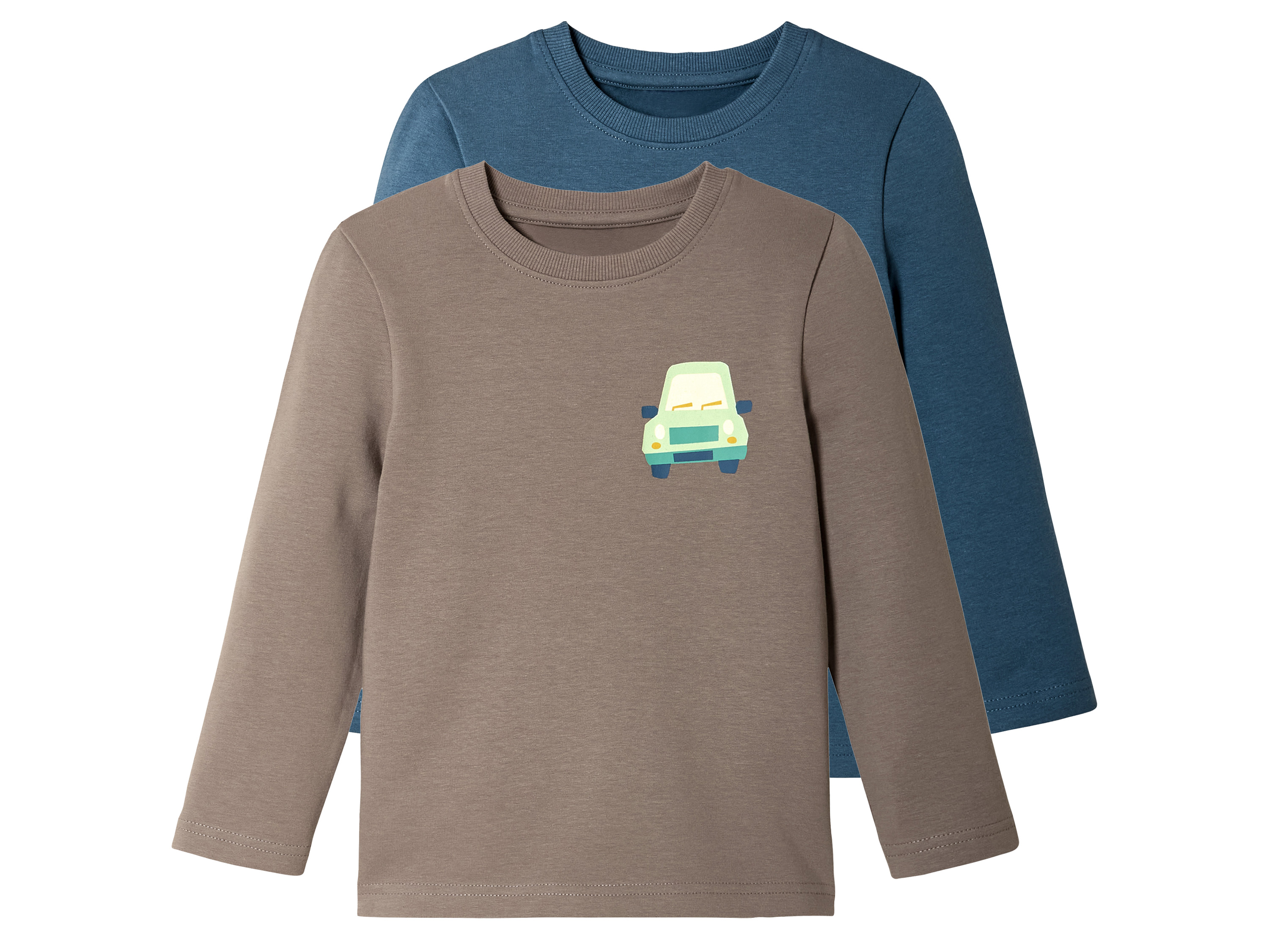 lupilu® Lot de 2 t-shirts thermiques petit garçon (12-24 mois, bleu/brun)