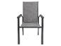 Chaise d'extérieur grise avec accoudoirs, vue de face