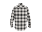 Chemise à carreaux à manches longues en noir et blanc, vue de dos.