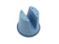 Support de pot de jardin en plastique bleu avec trous de drainage.