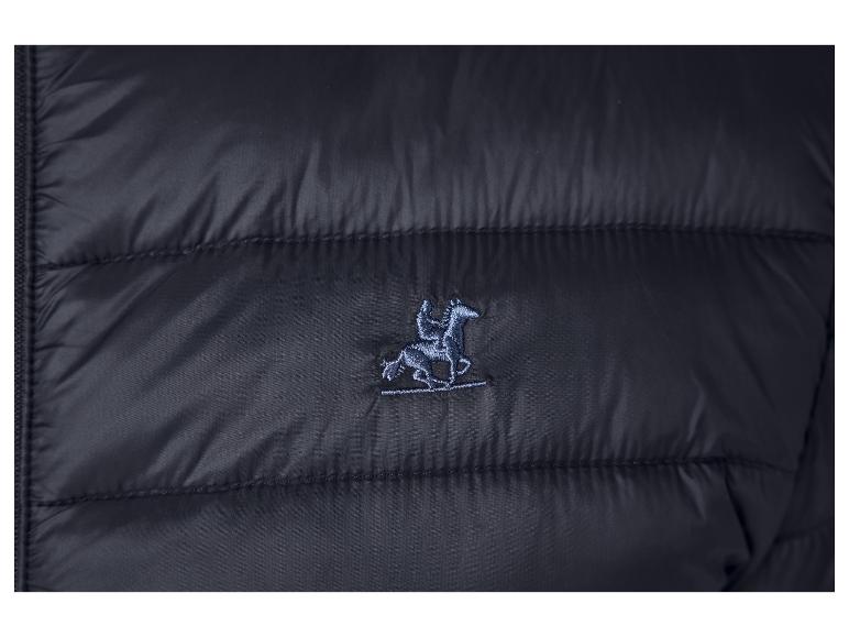 Doudoune matelassée bleu marine avec logo cavalier brodé.