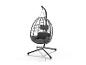 Fauteuil suspendu œuf avec coussins gris et support noir