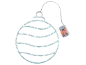 Décoration lumineuse de boule de Noël avec LED blanc froid et boîtier à piles.