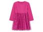 Robe rose pour fille, haut en maille côtelée et jupe en tulle à paillettes.