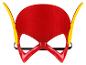 Masque de super-héros rouge avec des ailes jaunes et un élastique noir.