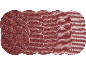 Disques abrasifs en maille ronds de différents grains disposés en rangées.