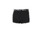 Caleçon boxer noir pour homme avec une ceinture élastique blanche à motif textuel répété.