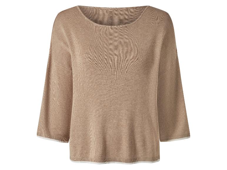 Pull beige trois quarts.