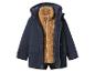 Parka bleu marine avec doublure en fausse fourrure marron