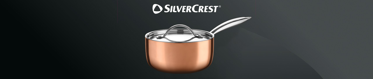 Bannière promotionnelle avec le logo Silvercrest et un appareil de cuisine