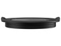 Un couvercle noir avec un insert en verre pour une casserole