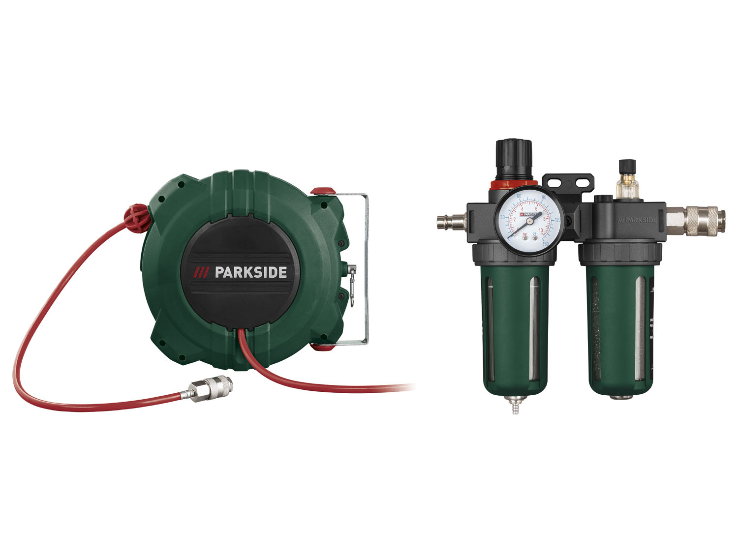PARKSIDE® Enrouleur de tuyau pneumatique PDST 10 B3 / Unité de maintenance pneumatique 3 en 1,  PDWE 8 B2 