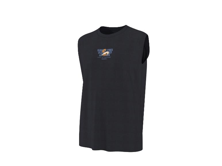 T-shirt noir sans manches avec imprimé 'SUMMER VIBES OCEAN BREEZE LOST IN PARADISE'.