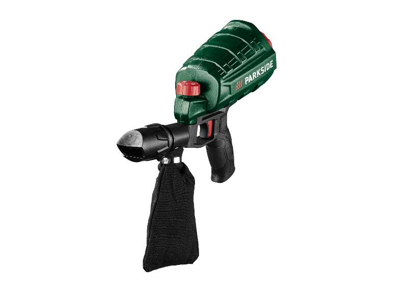 Un brûleur Parkside vert avec une poignée noire et un sac en tissu noir.