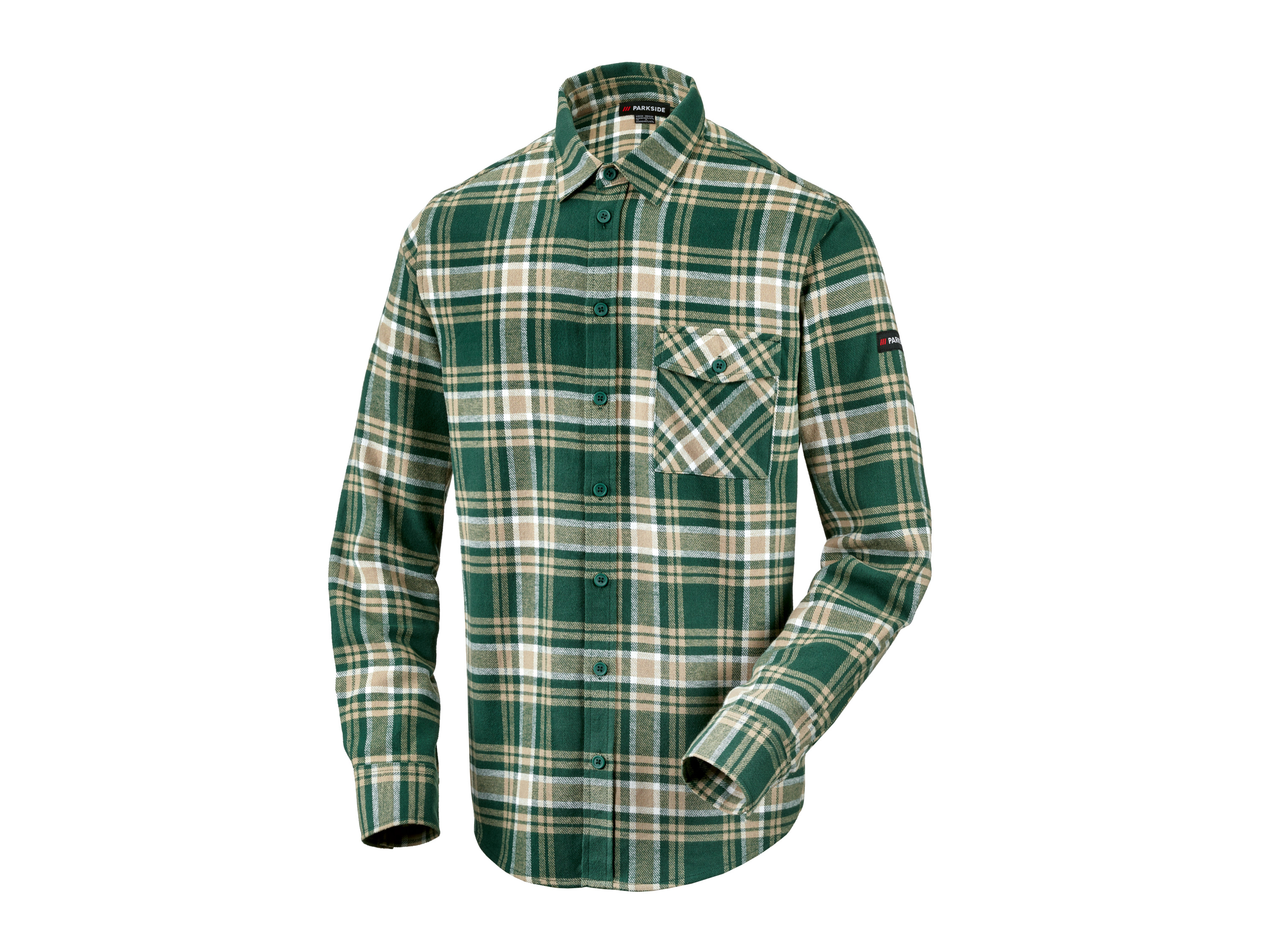 PARKSIDE® Chemise en flanelle homme (vert/ à carreaux, L)