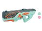 Pistolet laser jouet turquoise et orange avec un motif de circuit imprimé.