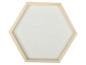 Cadre hexagonal en bois avec fond blanc.