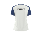 T-shirt blanc et bleu avec le mot « FRANCE » au dos.