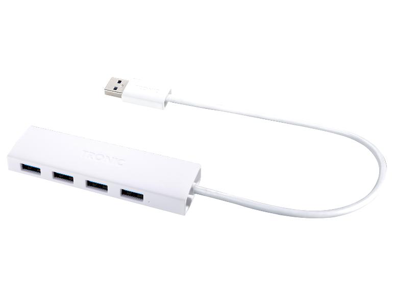 Un hub USB blanc à 4 ports de la marque TRONIC